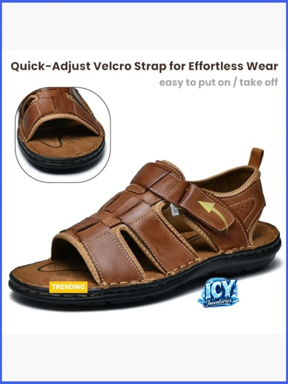 Premium Leather Sandals - Roman Style Open Toe Fisherman Sandals with Cushioned